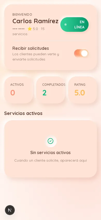 Panel móvil del operador de E-Grúa.